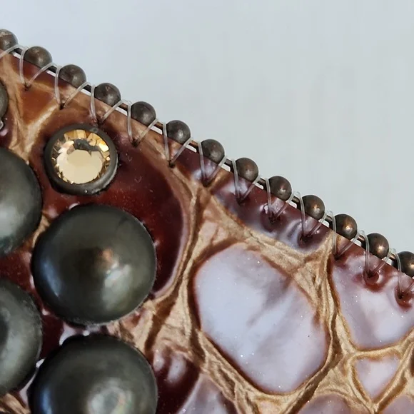 B.B. SIMON SWAROVSKI CRYSTALS AND ITALIAN LEATHER BELT - Picture 10 of 14